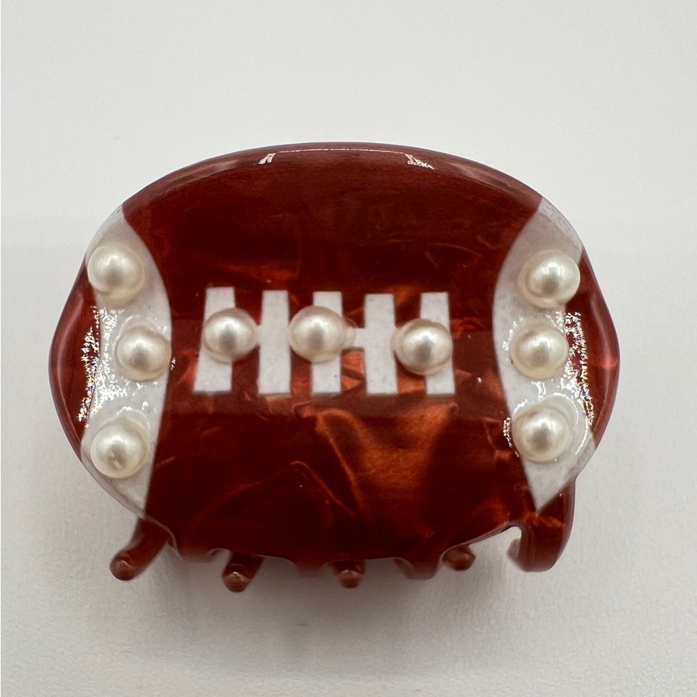 Mini Football Hair Clip Pearl Detail New